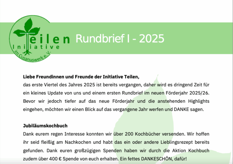 Mehr über den Artikel erfahren Rundbrief Initiative Teilen – April 2025